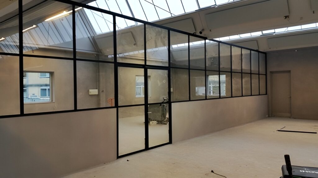 Rumopdeling i stål og glas til erhvervskontor